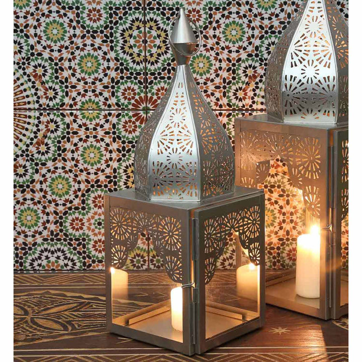 Luminária oriental Modena Prata M