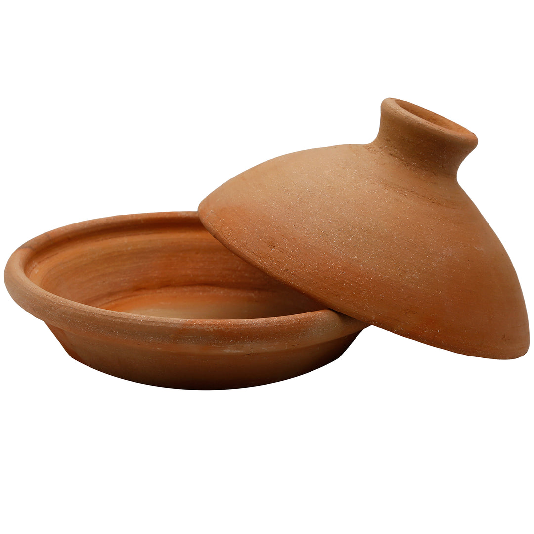 Tagine de 25 cm em barro e argila, não vidrado, como panela de cozedura marroquina 