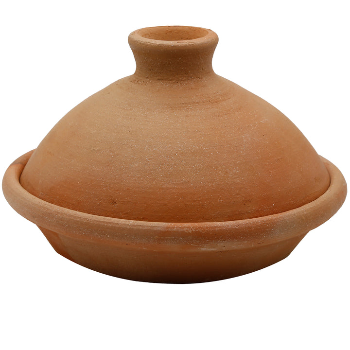 Tagine de 25 cm em barro natural e argila, não vidrado, como uma panela de cozedura tradicional