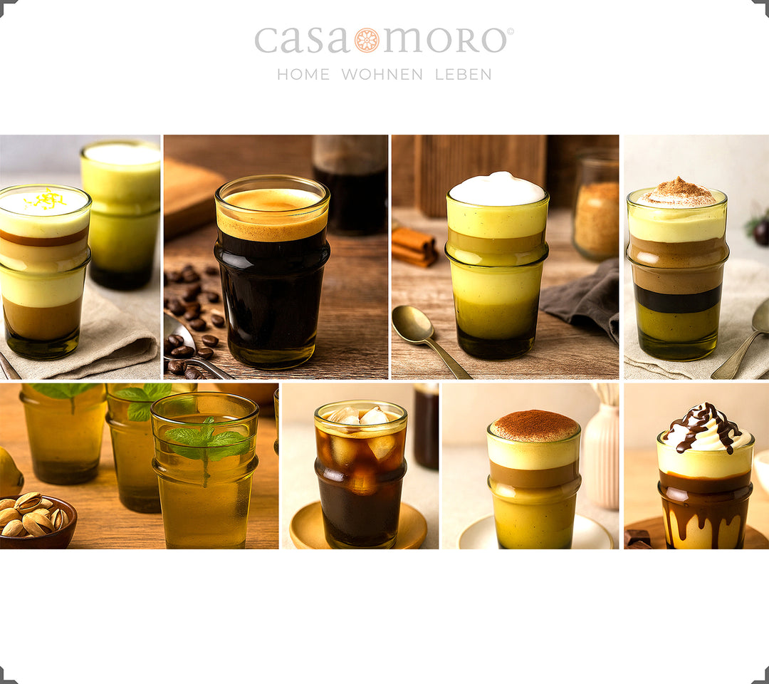 Copos de chá castanhos-mel para o dia-a-dia – para cappuccino, chá ou pequenas especialidades de café  
